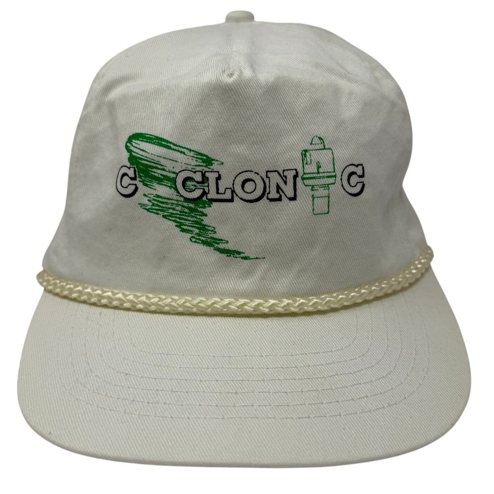 Vintage KC Cyclone Spark Plug Rope Hat White Snapback Adjustable